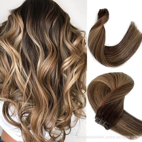 Top selling No any split ends straight Sew in Weft Hair Extensions for woman Human Hair Bundles Hand Tied Weft Hair Extensions